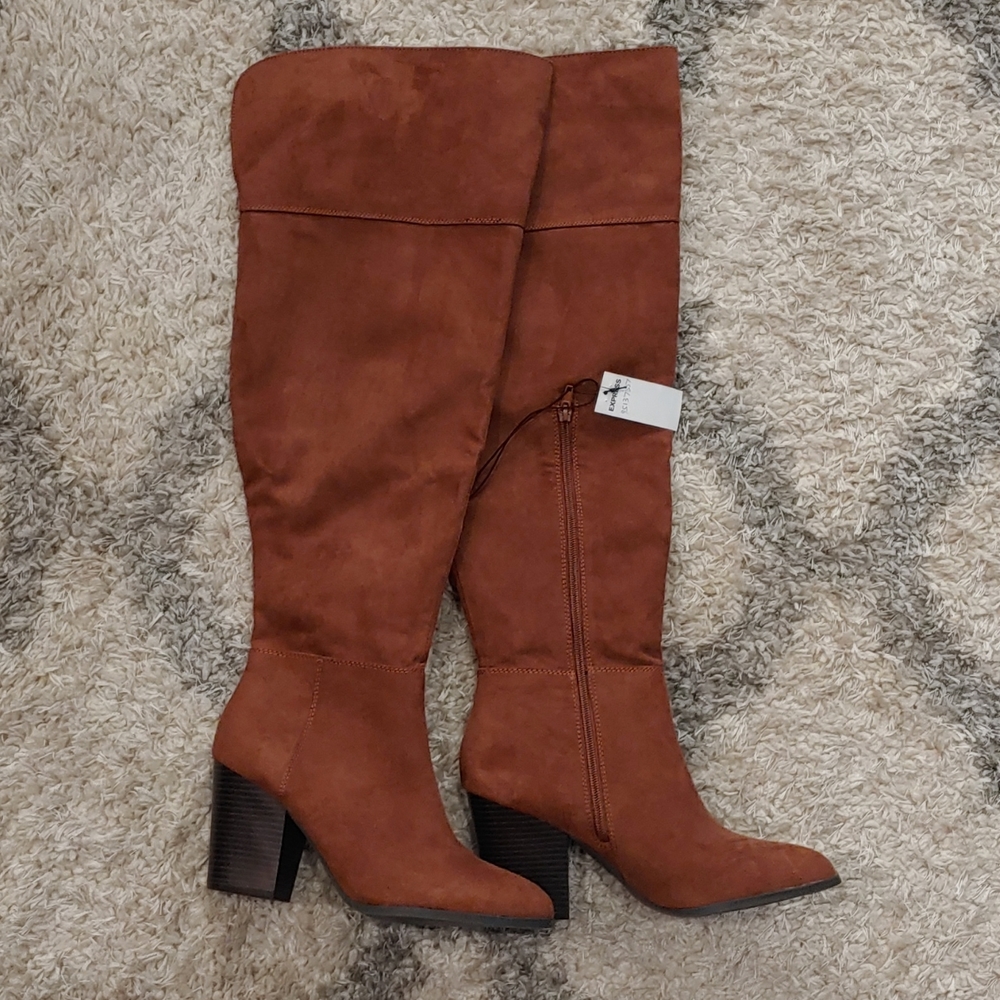 Express, faux suede, brown, size 10 boots